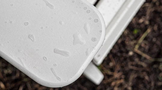 Amish polywood chair detail photo with raindrops