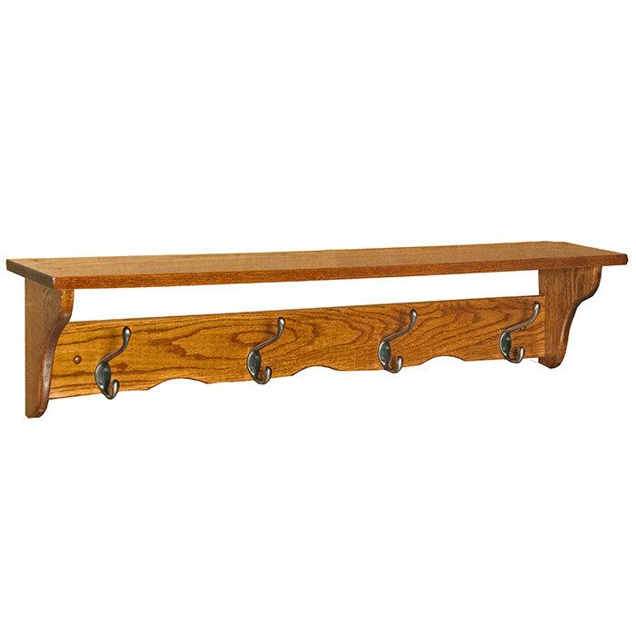 Amish Wood Coat Hooks Shelf - Foothills Amish Furniture