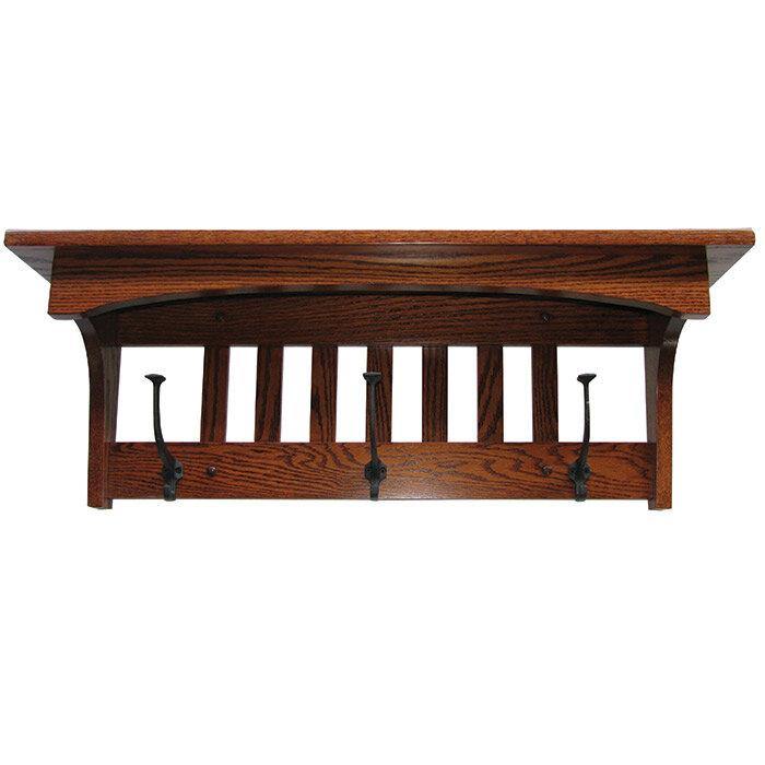 Amish Mission Captain Shelf with Hooks - Foothills Amish Furniture