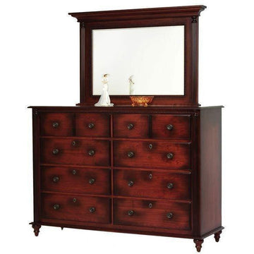 Fur Elise Amish High Dresser with Mirror - Foothills Amish Furniture