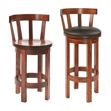 Barrel Amish Barstool with Meribeth Top - Foothills Amish Furniture