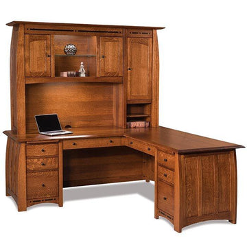 Boulder Creek Amish L-Desk with Hutch - Foothills Amish Furniture