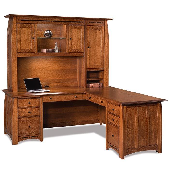 Boulder Creek Amish L-Desk with Hutch - Foothills Amish Furniture