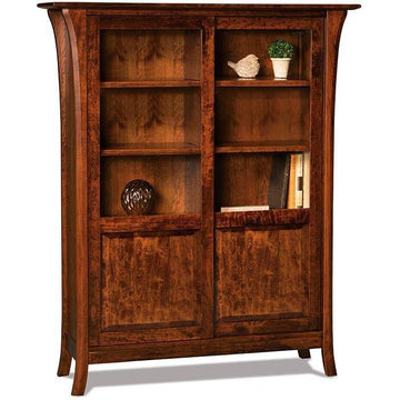 Ensenada Amish Double Bookcase with Sliding Doors - Foothills Amish Furniture