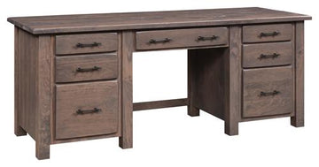 Barn Floor Amish Double Desk - Foothills Amish Furniture