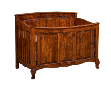 French Country Amish Solid Wood Crib with Panel Footboard - Foothills Amish Furniture