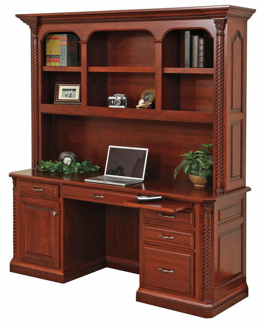 Lexington Amish Desk with Bookcase Hutch Top - Foothills Amish Furniture