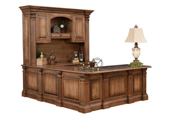 Montereau Amish U-Shaped Desk & Hutch - Foothills Amish Furniture