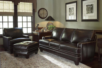 Smith Brothers 5331-A Leather Sofa, Chair & Ottoman - Foothills Amish Furniture